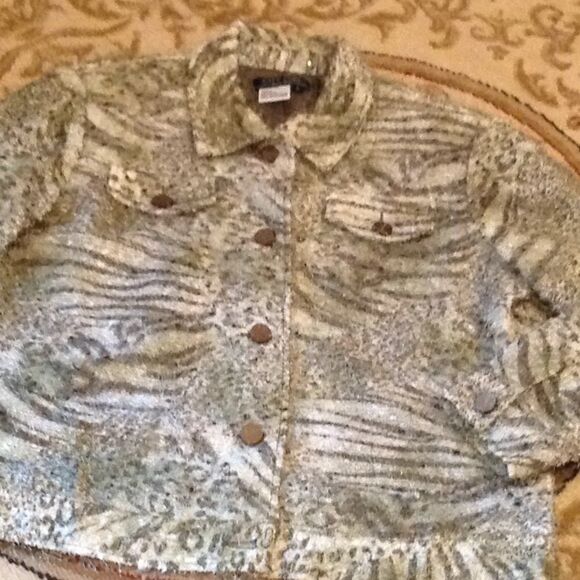 Ladies size large fancy jacket in greens - Picture 1 of 8